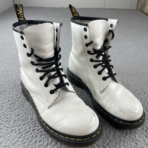 Dr. Martens Eye Combat Boots Women's Size 10 US White Leather UK 8 1460 W *